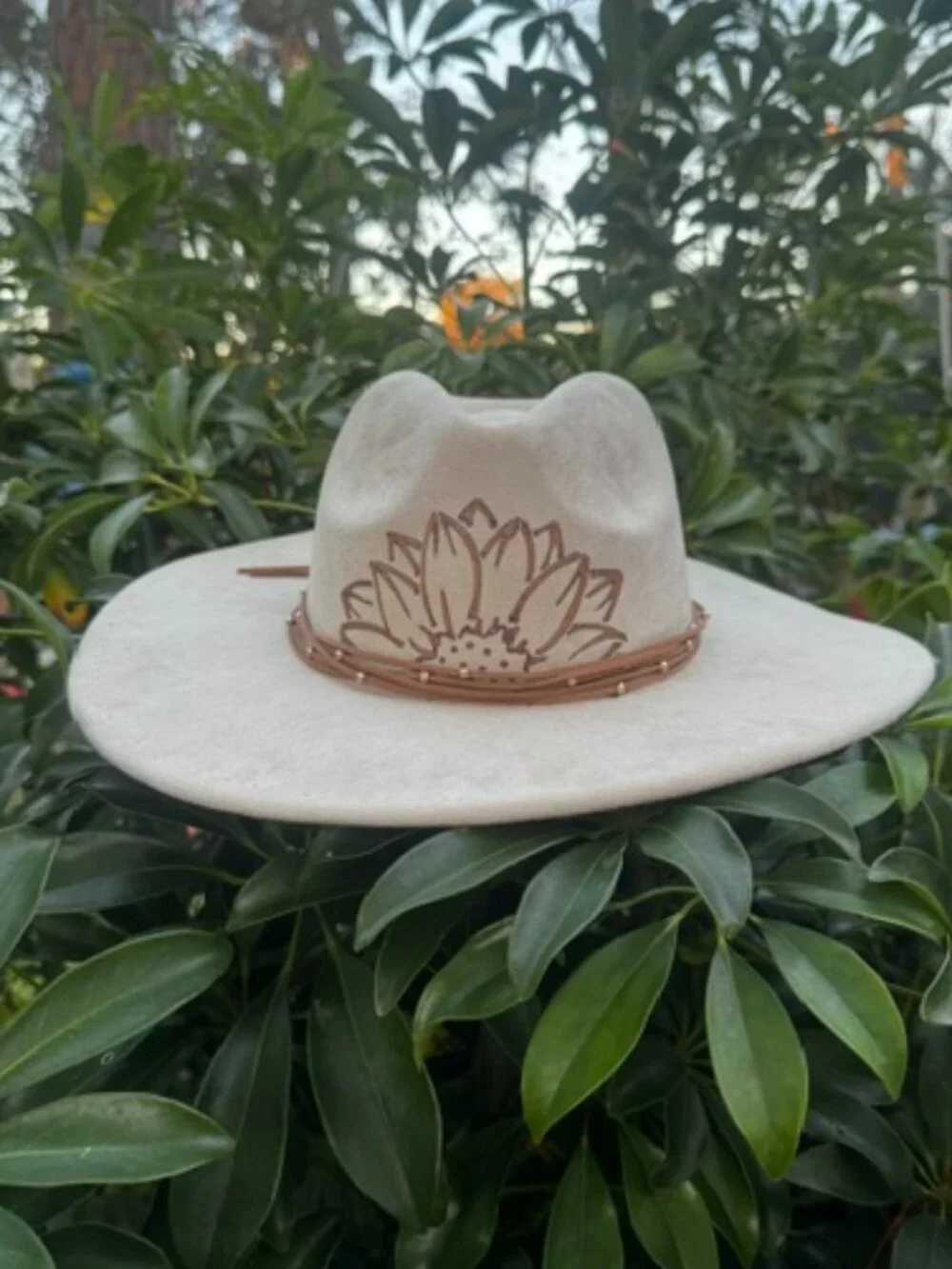 Burned Floral Western Hat-Elegant, Minimal & Naturally Stylish